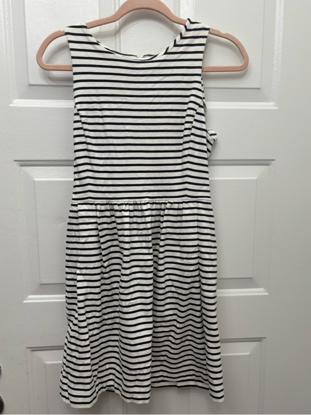 J. Crew Black and White Striped Midi Dress